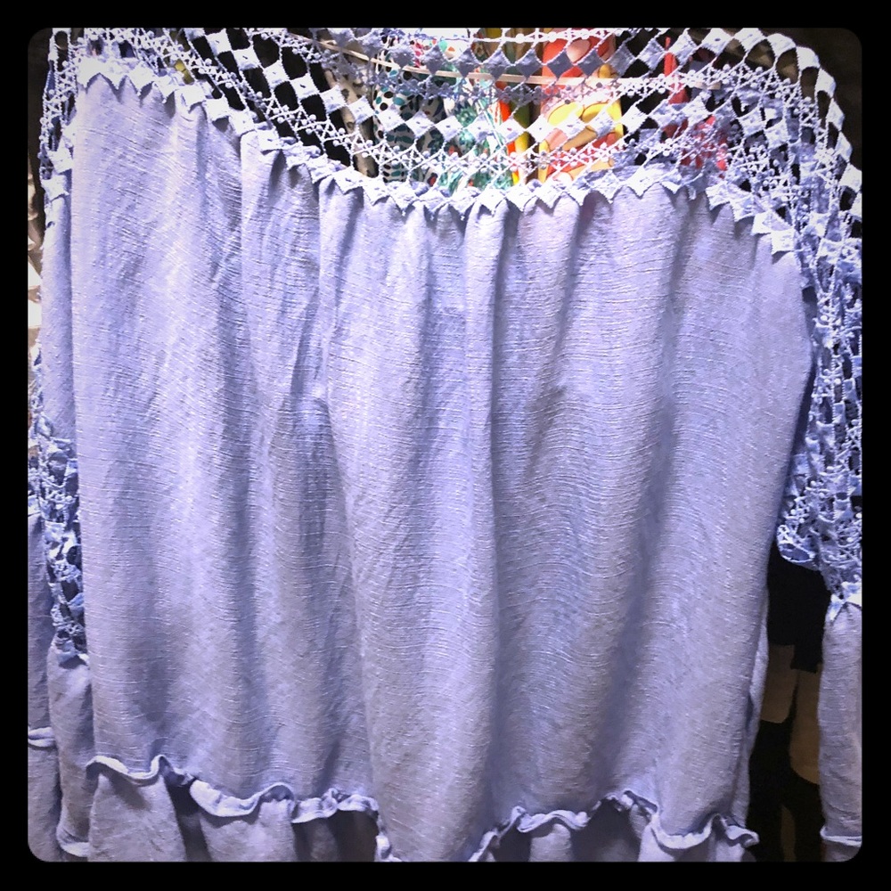 Light Blue, off the shoulders ladies top